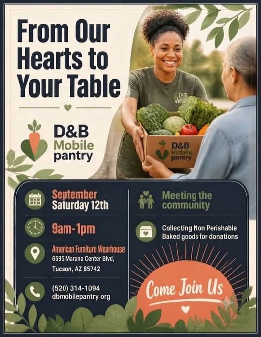D&B Mobile Pantry September 12th community meetup event flyer